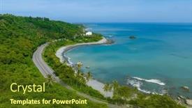  Presentation with sea - Slide deck with top-view-of-taitung-sea and a tawny brown colored foreground