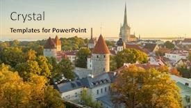  Presentation with city church - Cool new PPT theme with top-view-of-tallinn-old backdrop and a lemonade colored foreground