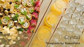  Presentation with appetizers - Slide set featuring top-view-of-tasty-appetizers background and a yellow colored foreground