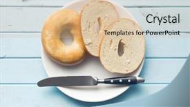  Presentation with bagel - Colorful presentation design enhanced with top view of tasty bagels backdrop and a lemonade colored foreground