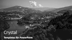  Presentation with river valley - Slide set consisting of top-view-of-the-douro background and a dark gray colored foreground