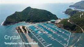  Presentation with hong kong - PPT layouts enhanced with top-view-of-the-hong background and a ocean colored foreground