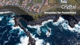  Presentation with ocean - Beautiful PPT theme featuring top-view-of-the-ocean backdrop and a dark gray colored foreground