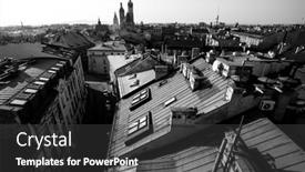 Presentation with rain on roof top - Cool new PPT theme with top-view-of-the-roofs backdrop and a dark gray colored foreground