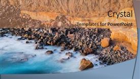  Presentation with crashing waves - Slide deck featuring top view of the sea and the waves crashing on the shore rocks in the sunlight tenerife canary islands spain background and a coral colored foreground