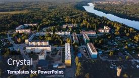  Presentation with forests - Audience pleasing PPT layouts consisting of top view of the svir river and urban village in forests of karelia russia backdrop and a tawny brown colored foreground
