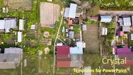  Presentation with village - Cool new presentation theme with top-view-of-the-urban backdrop and a tawny brown colored foreground