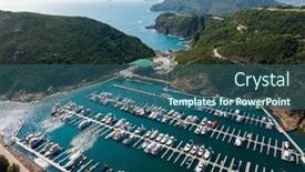  Presentation with yacht - Theme consisting of top-view-of-the-yacht background and a ocean colored foreground