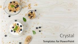  Presentation with muesli - Presentation design consisting of top-view-of-three-bowls background and a light gray colored foreground