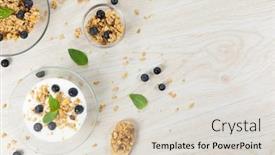  Presentation with muesli - Slide set having top-view-of-three-bowls background and a lemonade colored foreground