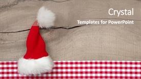  Presentation with top hat - Beautiful slide set featuring top view of three santa hat on wooden background backdrop and a gray colored foreground