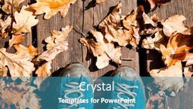  Presentation with fall foliage - PPT theme enhanced with top view of trekking shoes and fall foliage background and a teal colored foreground