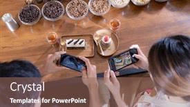  Presentation with online marketing - PPT layouts consisting of top-view-of-two-bloggers background and a violet colored foreground