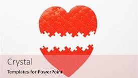  Presentation with heart puzzle - PPT theme featuring top-view-of-unconnected-parts background and a coral colored foreground