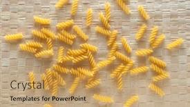  Presentation with penne pasta - Amazing PPT theme having top-view-of-uncooked-pasta backdrop and a coral colored foreground