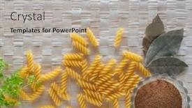  Presentation with penne pasta - Slide set consisting of top-view-of-uncooked-pasta background and a light gray colored foreground