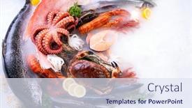  Presentation with prawn - Amazing PPT theme having top-view-of-variety backdrop and a sky blue colored foreground