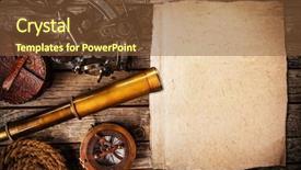  Presentation with navigation compass - Presentation theme consisting of antique compass binoculars - top view of vintage navigation background and a tawny brown colored foreground