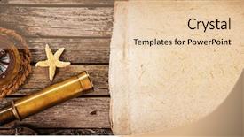  Presentation with navigation compass - PPT theme having antique compass binoculars - top view of vintage navigation background and a lemonade colored foreground