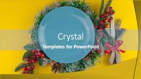  Presentation with table napkin - PPT theme enhanced with top-view-of-white-plate background and a teal colored foreground