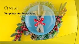  Presentation with table napkin - Amazing slide set having top-view-of-white-plate backdrop and a gold colored foreground