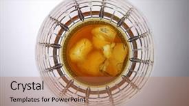  Presentation with liquor - Slides having top view of wine glass with liquor background and a coral colored foreground