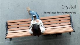  Presentation with mobile use - Audience pleasing theme consisting of top view of woman use backdrop and a light gray colored foreground