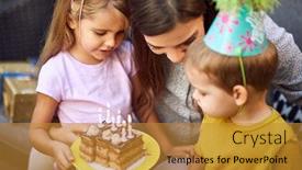  Presentation with party candles - Amazing theme having top-view-of-young-caucasian backdrop and a gold colored foreground