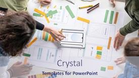  Presentation with mobile applications - Audience pleasing PPT layouts consisting of top-view-of-young-creative backdrop and a sky blue colored foreground