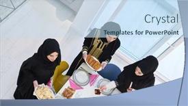  Presentation with muslim women - Presentation consisting of top-view-of-young-muslim background and a sky blue colored foreground