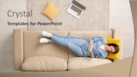  Presentation with blue yellow - Presentation enhanced with top-view-of-young-restful background and a lemonade colored foreground