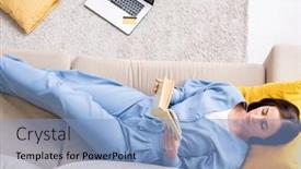  Presentation with open book - Presentation featuring top-view-of-young-restful background and a light blue colored foreground