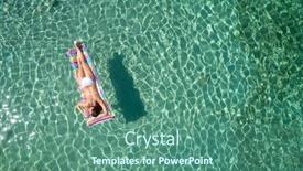  Presentation with sea water - Cool new slides with top view of young woman in a bright bikini is swimming in the transparent blue sea aerial view of slim woman lying and floating on the water backdrop and a ocean colored foreground