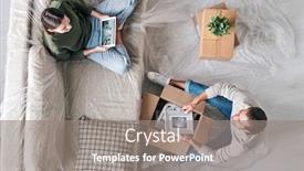  Presentation with top view of soybean - Colorful slide deck enhanced with top-view-of-young-woman backdrop and a gray colored foreground