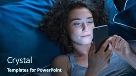  Presentation with internet surfing - Theme having top-view-of-young-woman background and a navy blue colored foreground