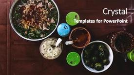  Presentation with traditional vietnamese soup pho - Presentation theme enhanced with top-view-on-a-traditional background and a wine colored foreground