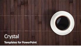  Presentation with coffee cup - Slide set having top view on bamboo table background and a tawny brown colored foreground