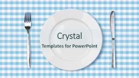  Presentation with dinner blue - Slide deck enhanced with empty dinner plate top view background and a light blue colored foreground