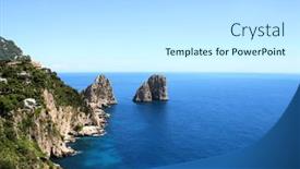  Presentation with rocks - Slide deck having top-view-on-famous-faraglioni background and a sky blue colored foreground