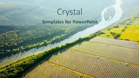  Presentation with solar power - Audience pleasing slide set consisting of top-view-on-photovoltaic-solar backdrop and a light blue colored foreground