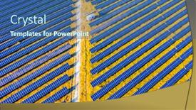  Presentation with solar power - Presentation design featuring top-view-on-photovoltaic-solar background and a ocean colored foreground