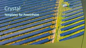  Presentation with solar power - Cool new theme with top-view-on-photovoltaic-solar backdrop and a ocean colored foreground