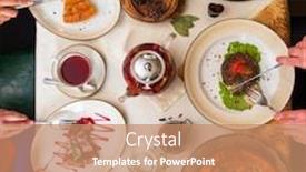  Presentation with meeting table - Beautiful presentation featuring catering open day concept - top view on the table backdrop and a coral colored foreground