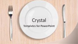  Presentation with white plate - Amazing PPT theme having top view on wooden table backdrop and a  colored foreground
