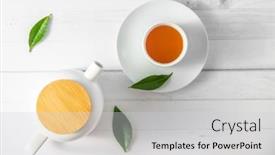  Presentation with high tea - PPT theme enhanced with top-view-or-flatlay background and a light gray colored foreground