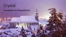  Presentation with black church - Cool new slide deck with top view over black church backdrop and a light blue colored foreground