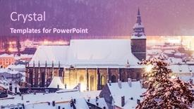  Presentation with brasov - Cool new slides with top view over black church in brasov on a winter night backdrop and a violet colored foreground