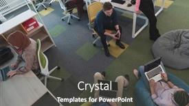  Presentation with brainstorming top view - PPT theme having top-view-photo-of-collaborative background and a dark gray colored foreground