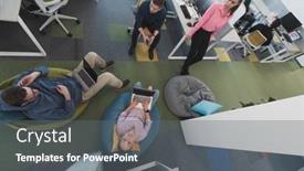  Presentation with brainstorming top view - Presentation design consisting of top-view-photo-of-collaborative background and a gray colored foreground