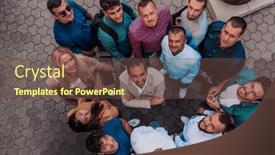  Presentation with photo - Presentation design featuring top-view-photo-of-group background and a tawny brown colored foreground